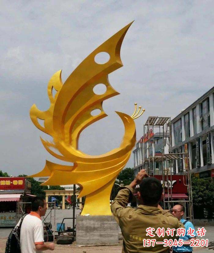达州广场不锈钢抽象凤凰雕塑1
