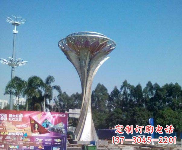 达州精美大型不锈钢抽象莲花雕塑
