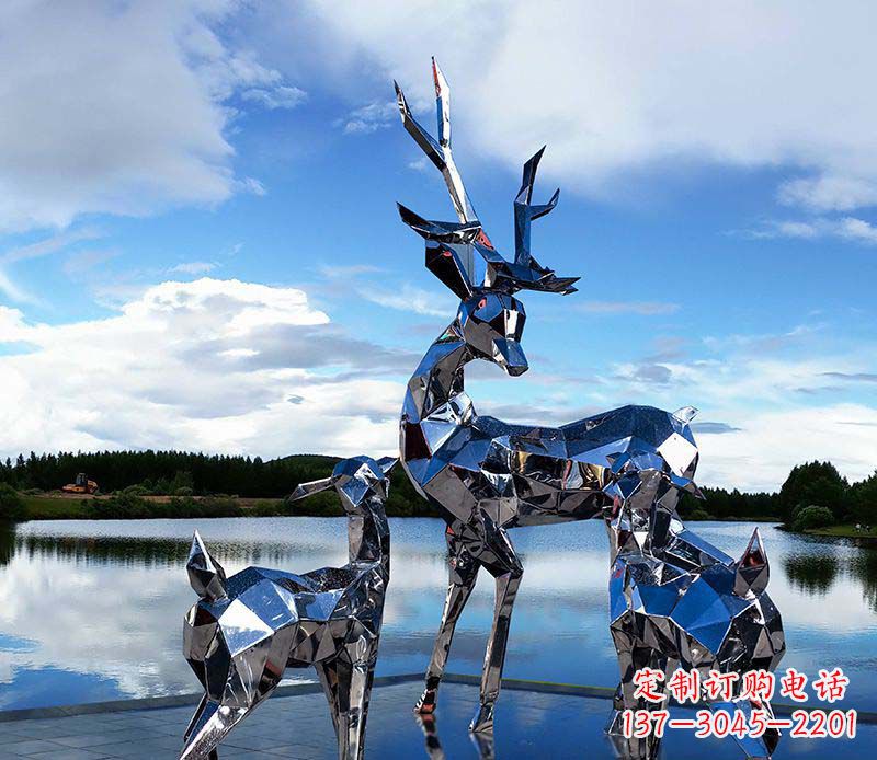 达州中领雕塑出品:优雅梅花鹿不锈钢雕塑