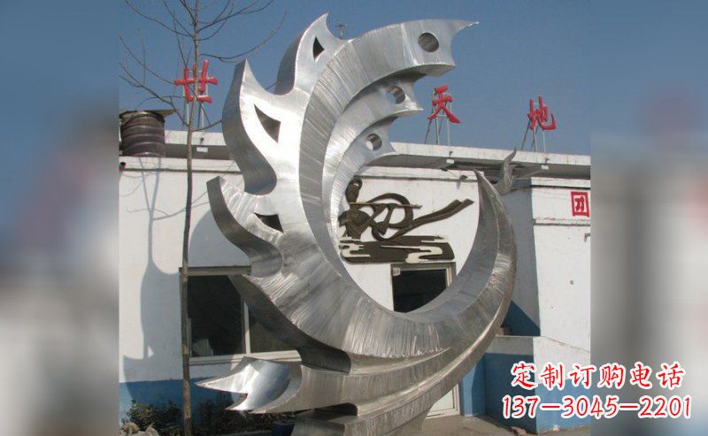 达州广场不锈钢抽象鸟凤凰雕塑