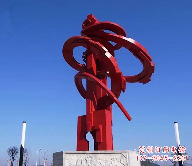 达州广场不锈钢抽象飘带雕塑2