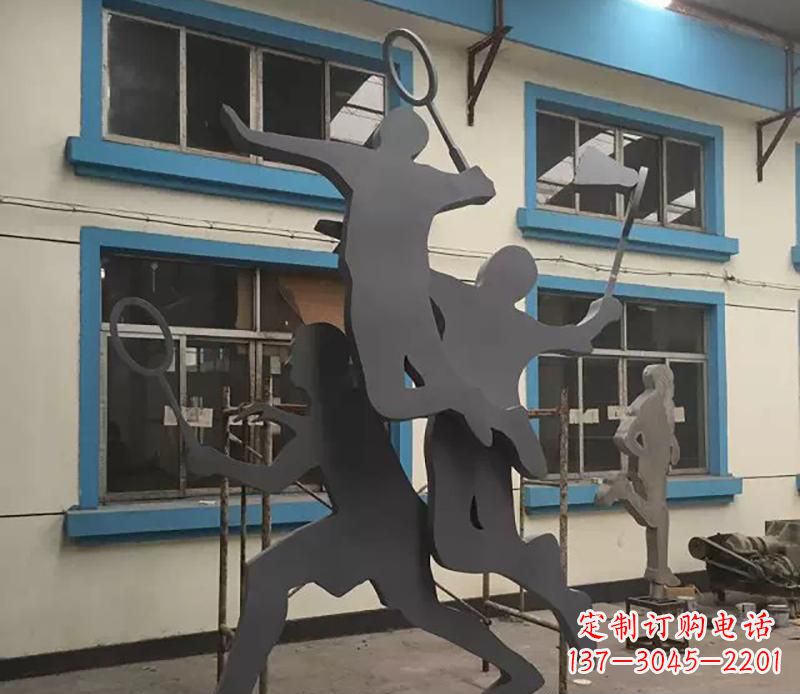 达州广场不锈钢打羽毛球雕塑
