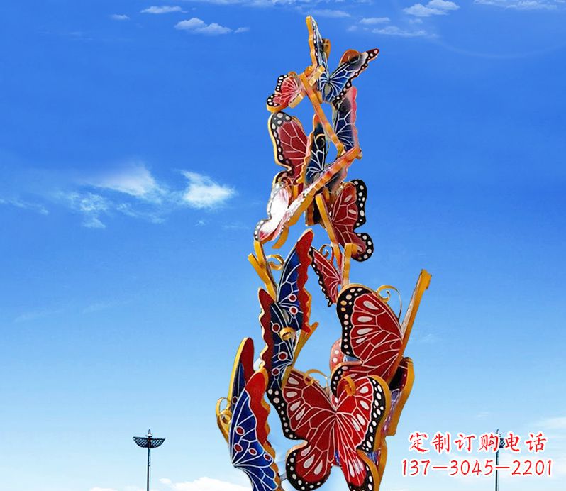 达州广场不锈钢大型彩绘蝴蝶雕塑