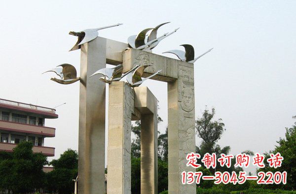 达州广场不锈钢大雁动物雕塑