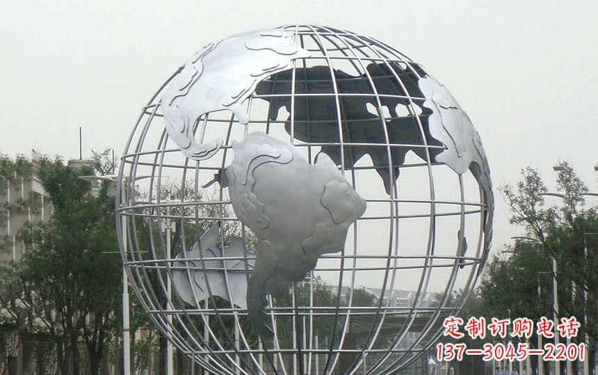 达州广场不锈钢地球雕塑 (2)