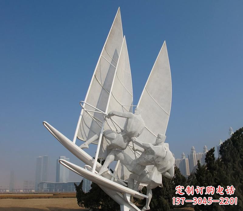 达州广场不锈钢帆船比赛运动雕塑