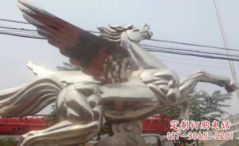 达州流畅优美的不锈钢飞马雕塑