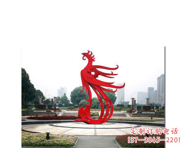 达州古韵雕塑:不锈钢飞翔凤凰雕塑