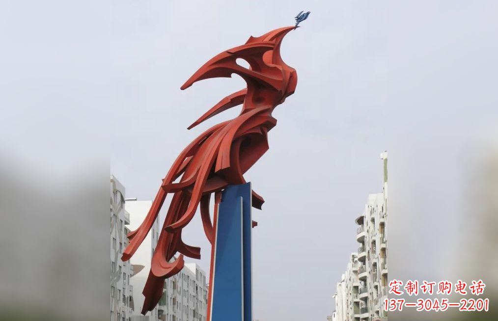 达州中领雕塑制作,精美不锈钢凤凰抽象雕塑