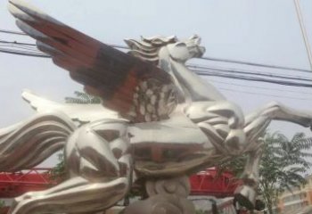 达州流畅优美的不锈钢飞马雕塑