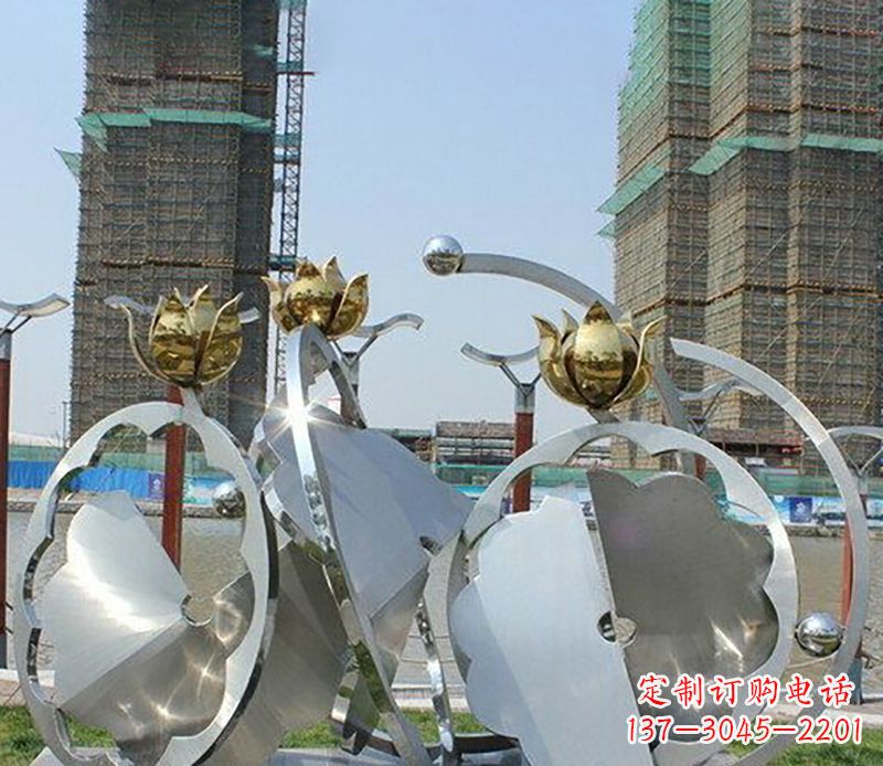 达州精美不锈钢抽象莲花雕塑
