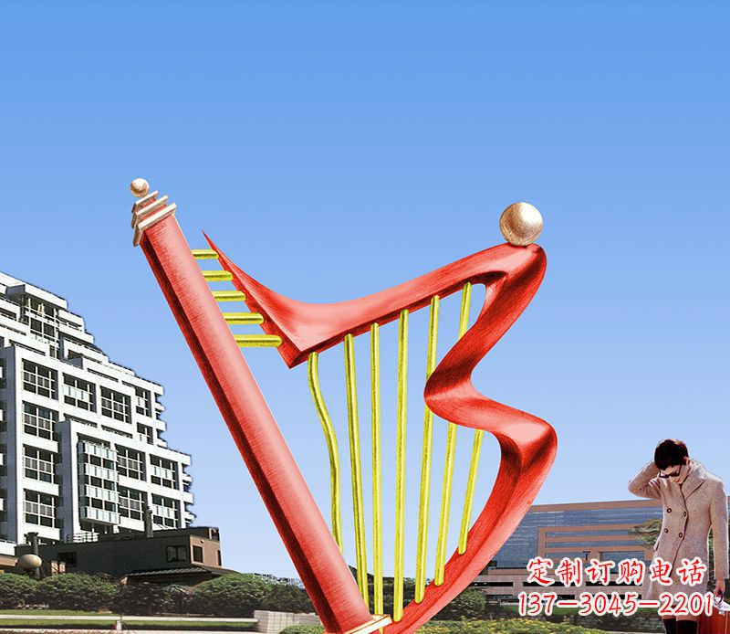 达州精美不锈钢竖琴雕塑