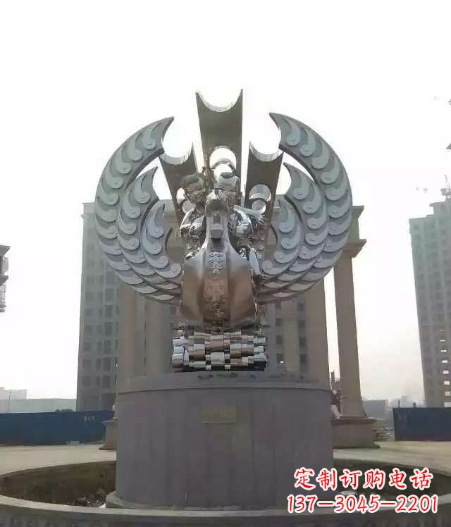 达州广场不锈钢童趣凤凰雕塑