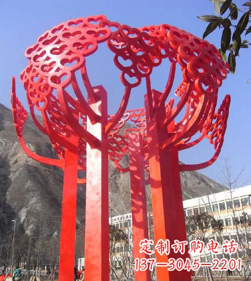达州不锈钢心形树叶大树雕塑,展示爱与生命