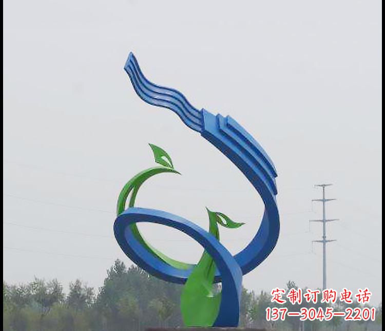 达州广场彩色不锈钢抽象凤凰雕塑