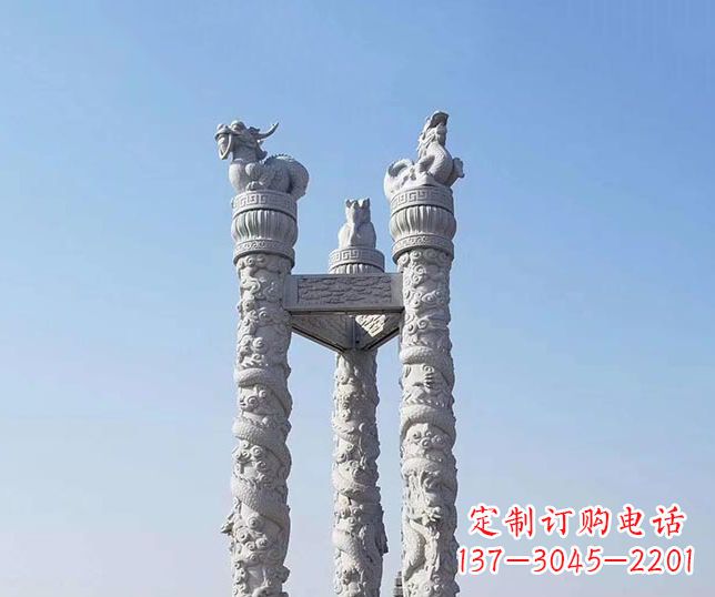 达州广场大理石龙柱景观石雕_2