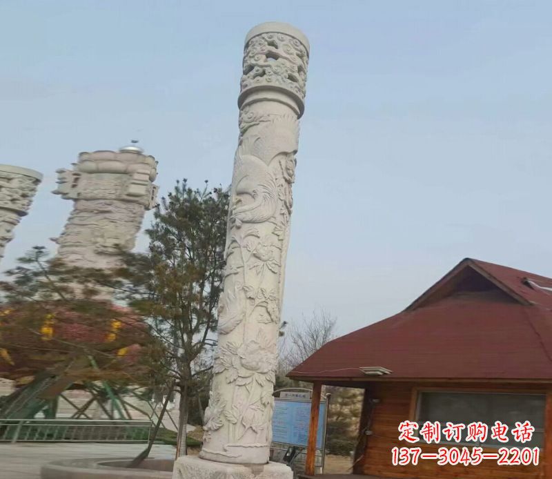 达州广场大理石龙柱景观石雕_1