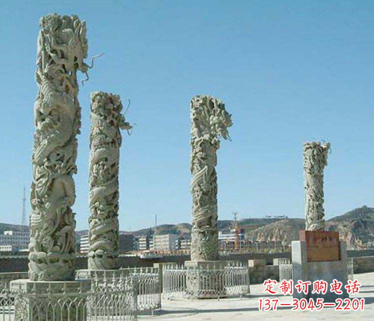 达州中领雕塑的大理石盘龙柱景观石雕