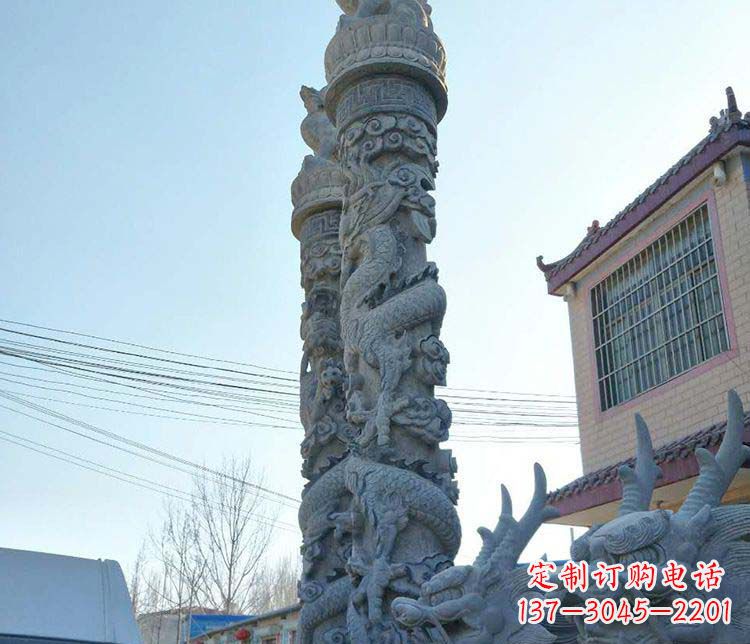 达州精美广场大理石龙柱雕塑