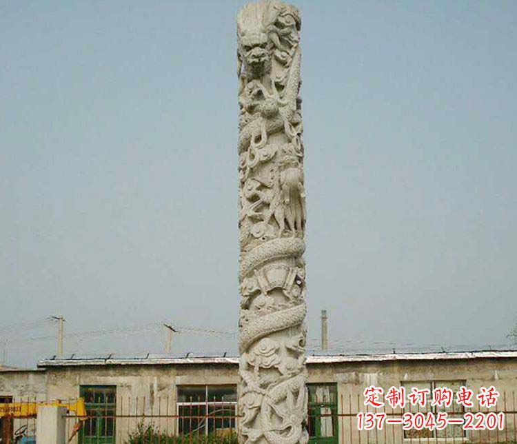 达州中领雕塑——独具特色的大理石盘龙柱雕塑