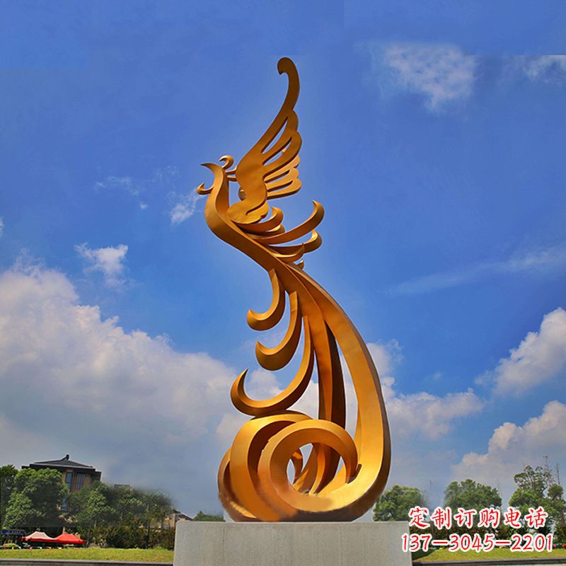 达州广场大型凤凰不锈钢雕塑