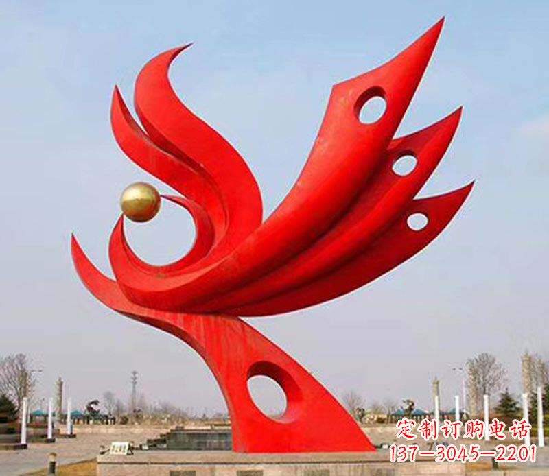 达州广场凤凰宝地不锈钢雕塑