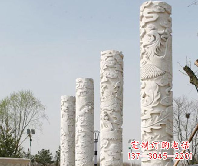 达州广场凤凰浮雕龙柱景观石雕