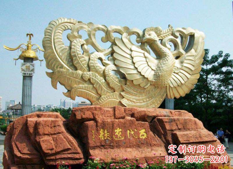 达州广场凤凰景观铜雕