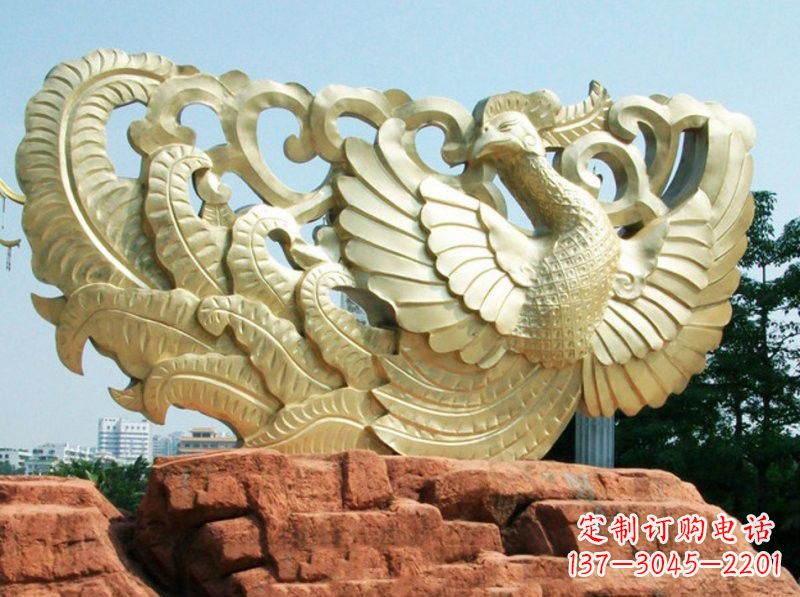 达州欣赏瑰丽的凤凰铜雕