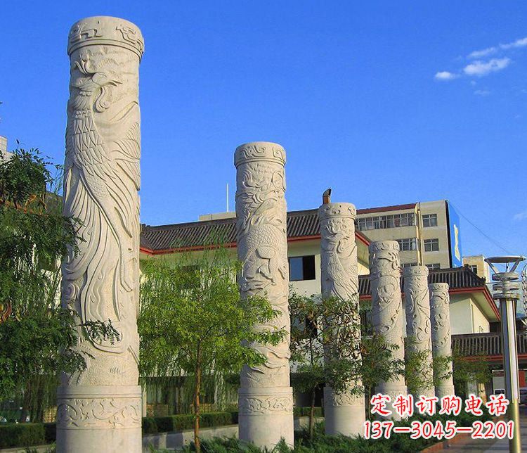 达州广场凤凰石浮雕龙柱景观石雕