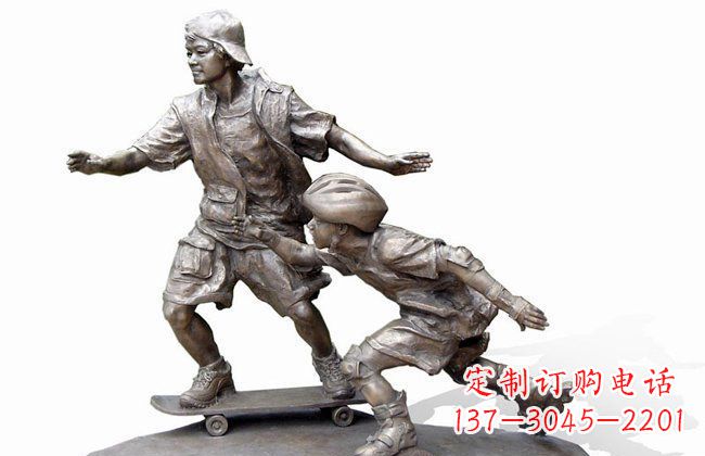 达州令人惊叹的广场滑板男孩铜雕塑