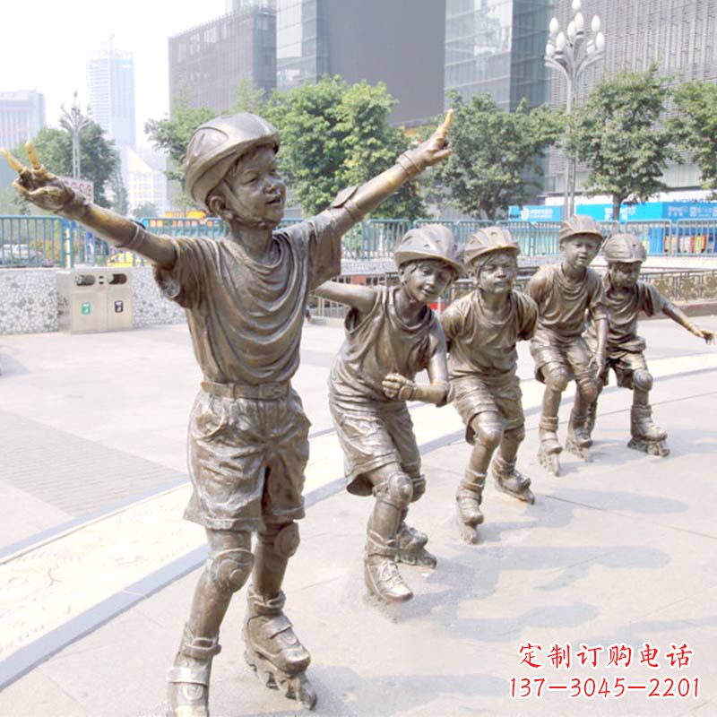 达州精致巧雕的滑旱冰小孩雕塑