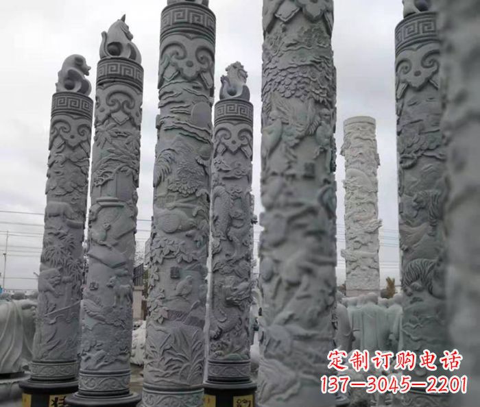 达州广场景观12生肖石柱 (2)