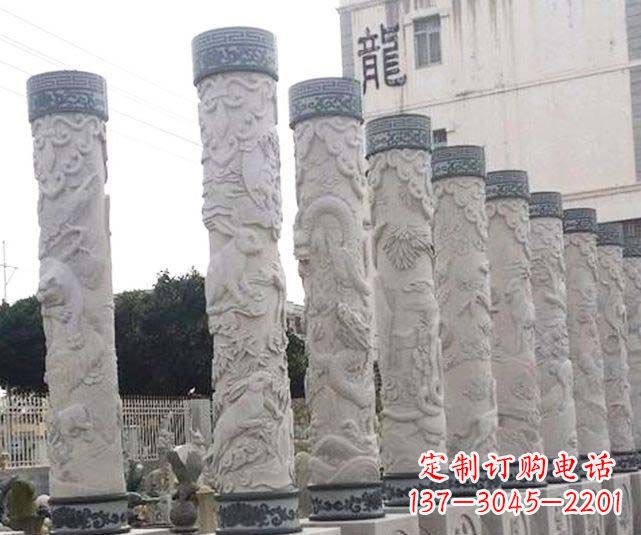 达州广场景观大理石12生肖龙柱石雕