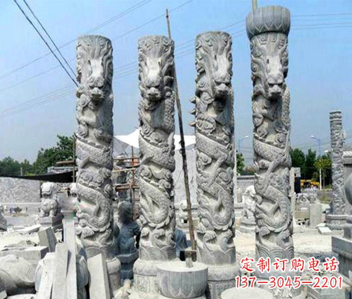 达州广场景观大理石龙柱石雕 (4)