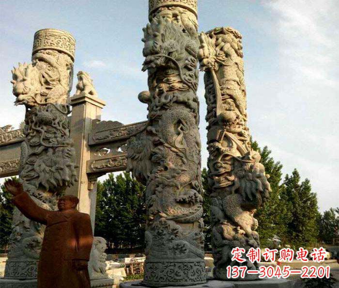 达州中领雕塑推出的震撼龙柱大理石雕,是一种典…