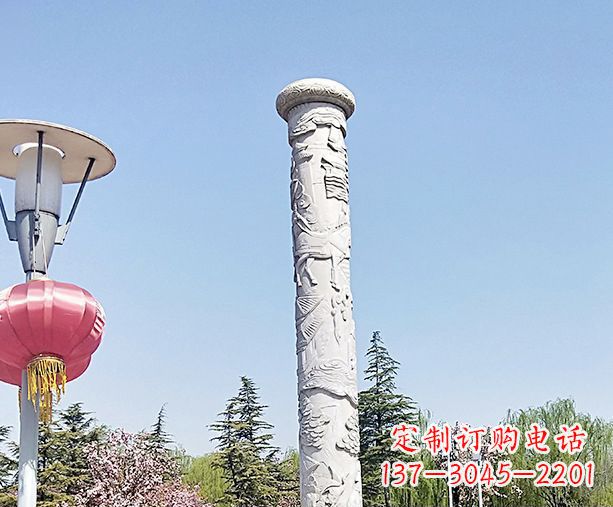 达州广场景观大理石龙柱石雕 (6)