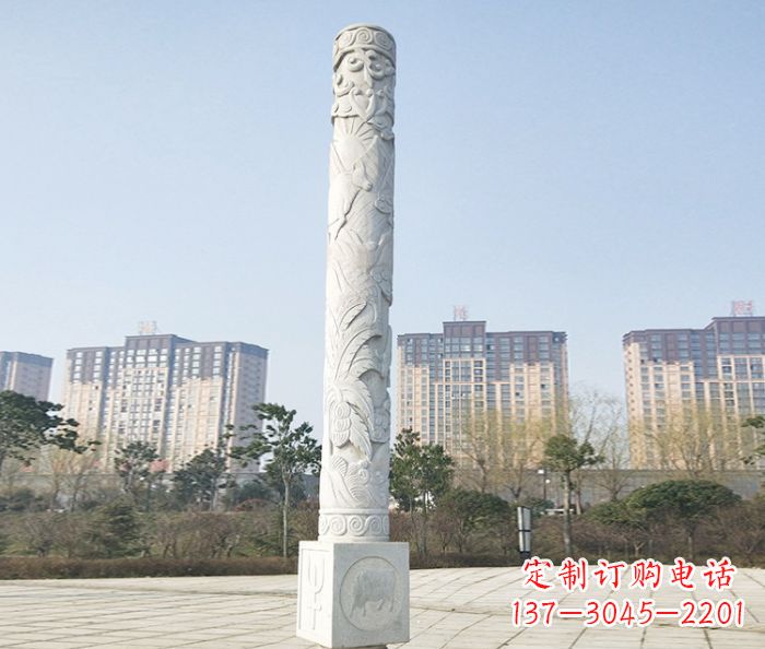 达州真实而细腻的大理石龙柱石雕