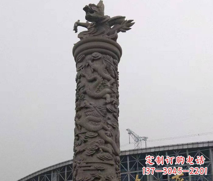 达州中领雕塑|仿古盘龙柱石雕