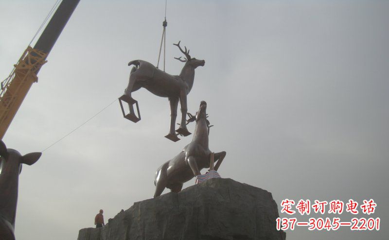 达州梅花鹿动物铜雕,极致精细,表达优雅