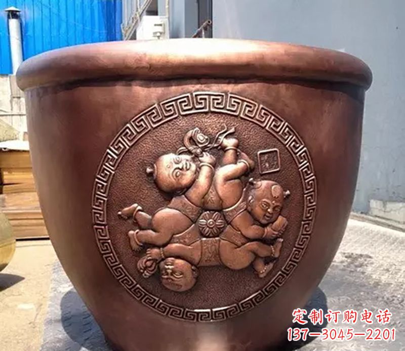 达州中领雕塑出品,高端水缸铜雕塑