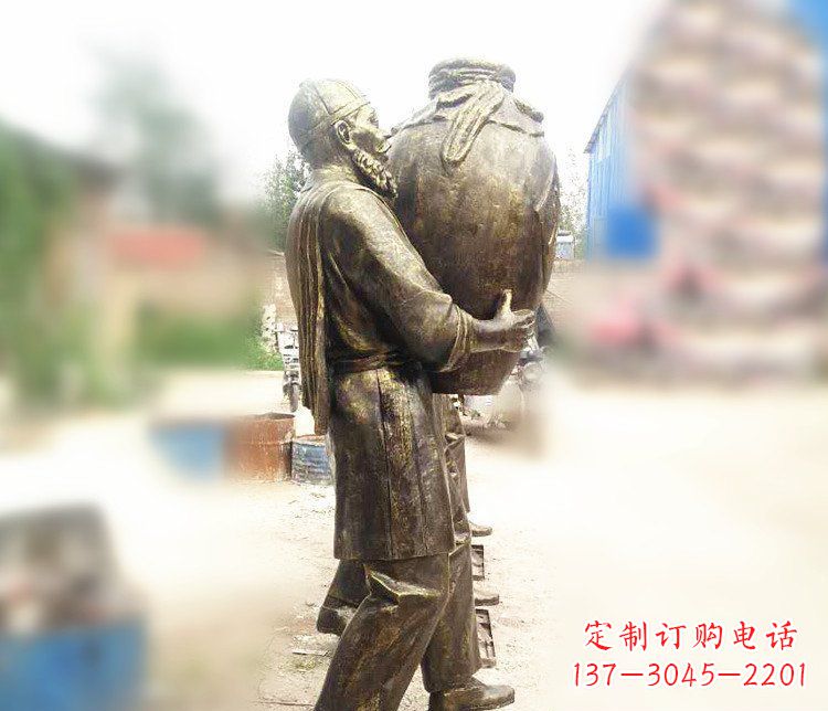 达州广场铜雕店小二抱酒人物雕塑