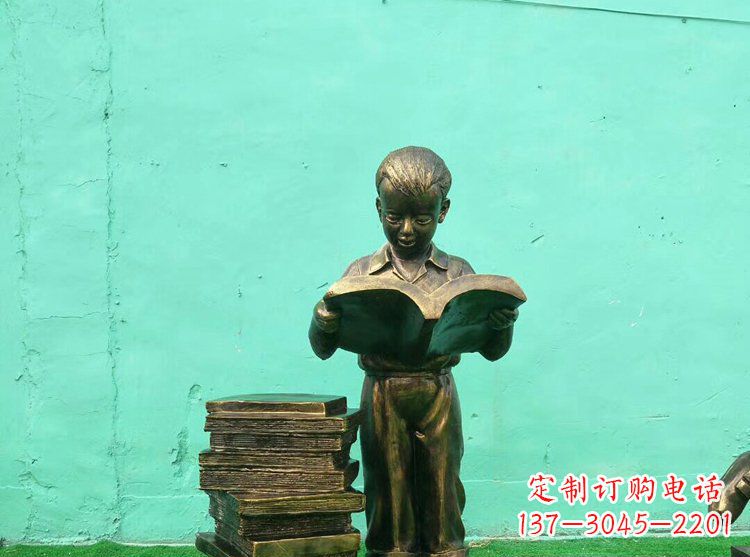 达州广场铜雕看书小孩人物雕塑