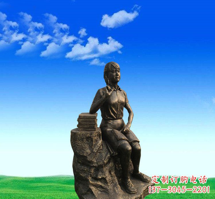 达州广场铜雕美女休息人物雕塑 (2)