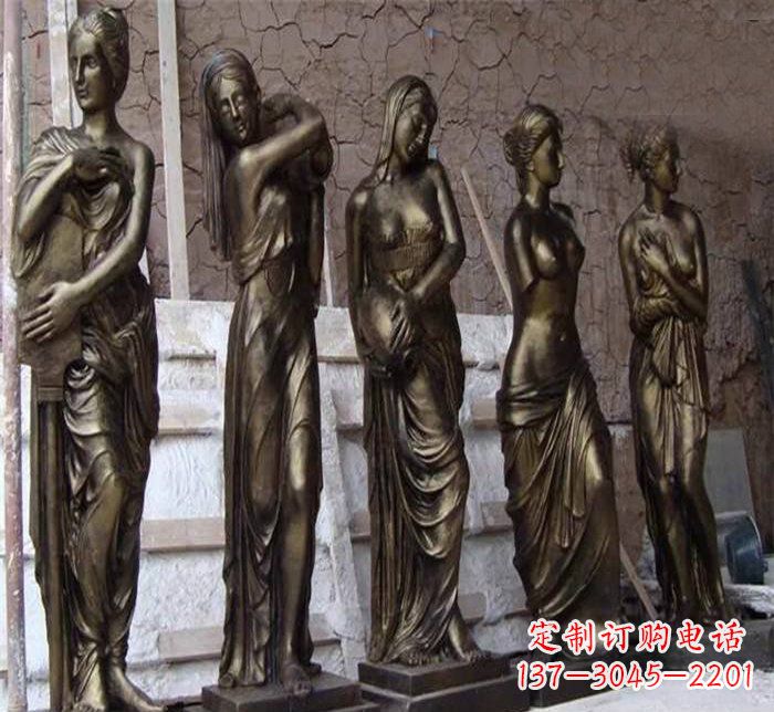 达州广场铜雕四方美女人物雕塑