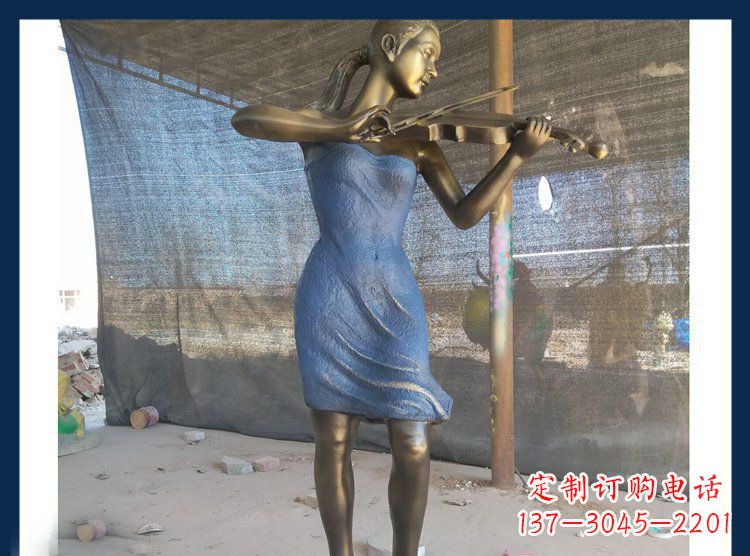 达州精美细腻的西方美女拉小提琴人物雕塑
