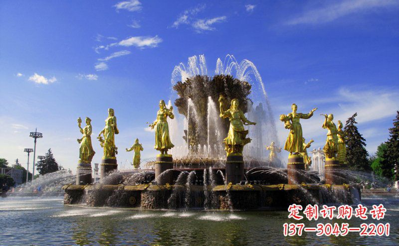 达州广场西方人物喷泉景观铜雕