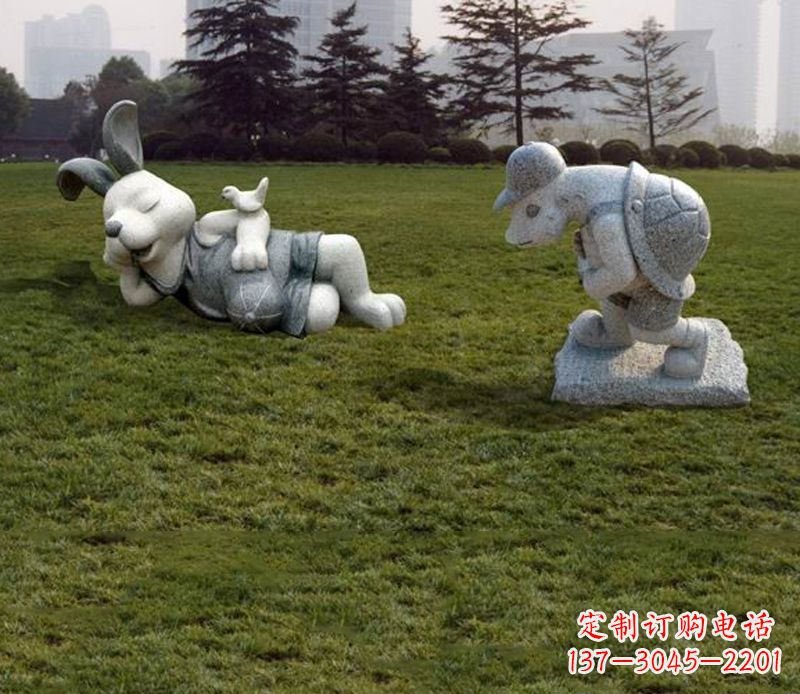 达州中领雕塑独特的石雕兔子