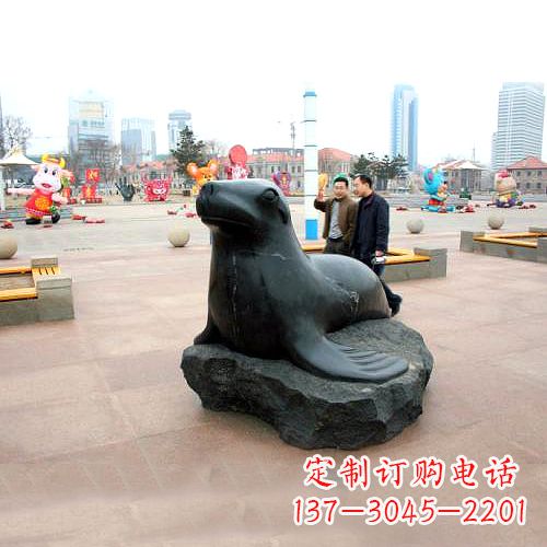 达州海豹石雕塑,精美纯手工制作