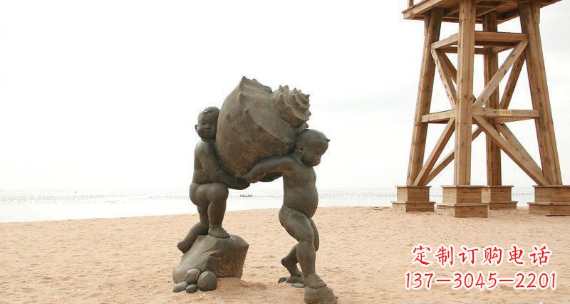 达州抬着海螺的小男孩景观雕塑